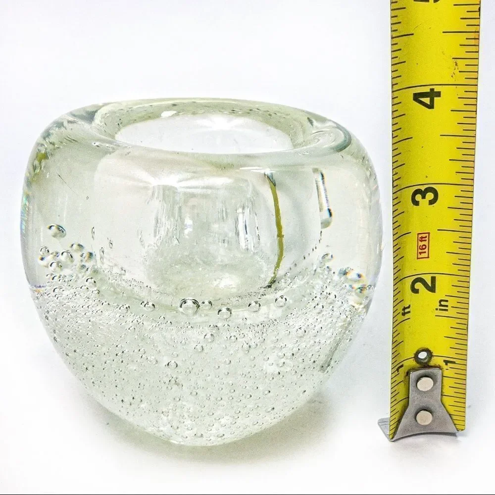 VTG Clear Blown Glass Bubbles Votive Candle Holder